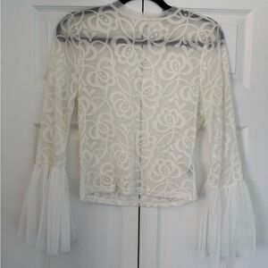 Elegant White Lace Bell Sleeve Top